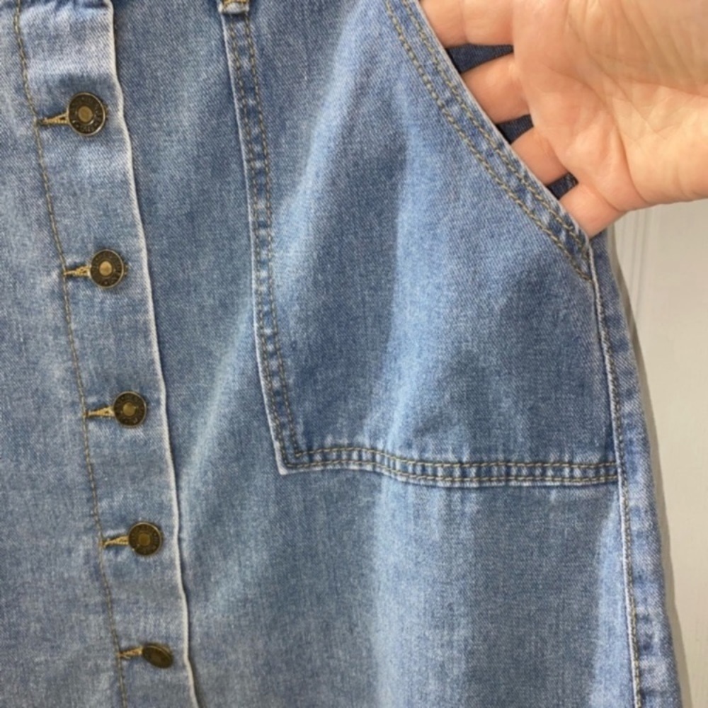 SHEIN Button-Up Denim Blue Jean Mini Skirt w/Pockets Women’s Size MEDIUM - Picture 10 of 13